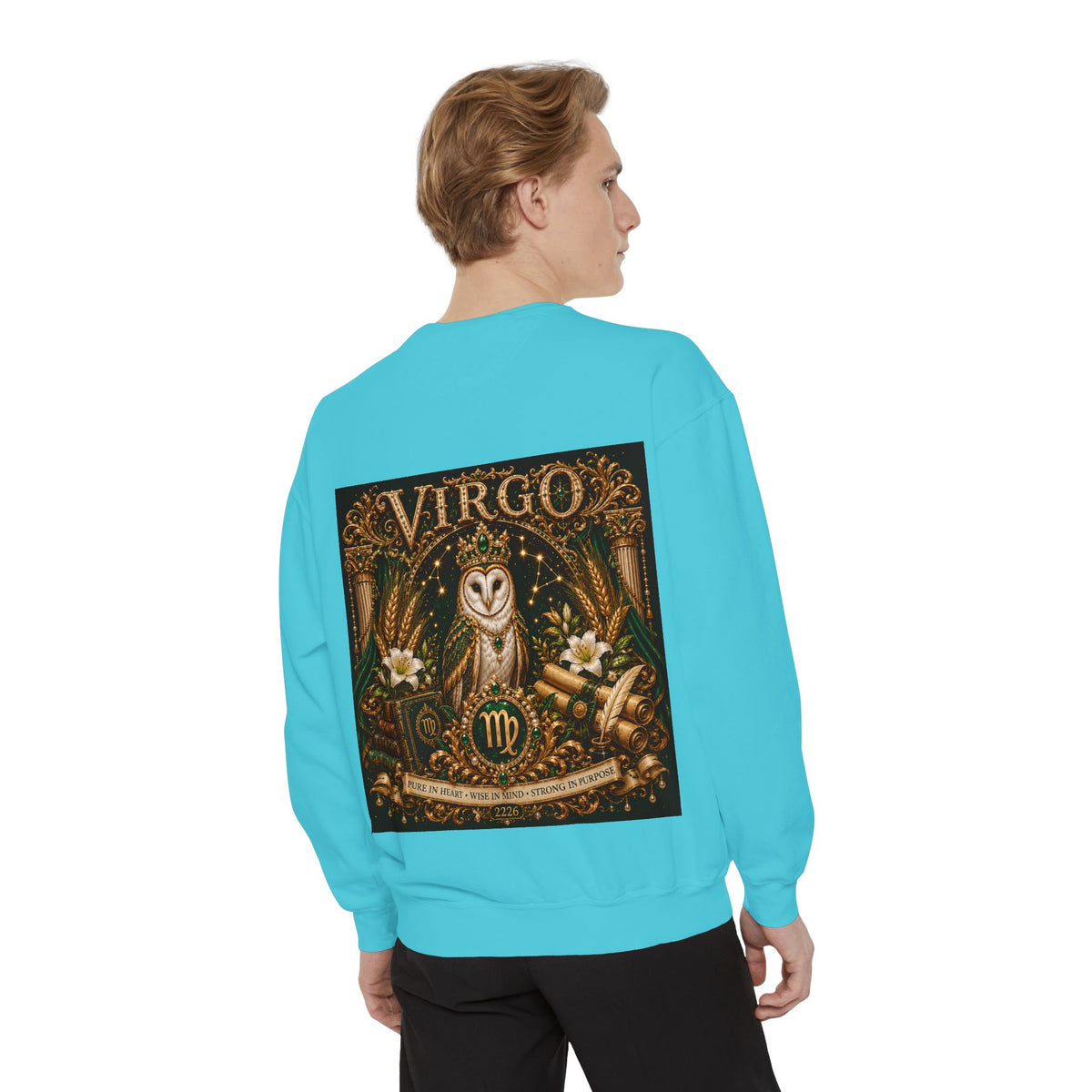 Virgo Sweatshirt — Zodiac Owl Virgo Symbol Crewneck