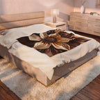 Velveteen Plush Blanket - Chocolate Floral 3D Velvet Throw