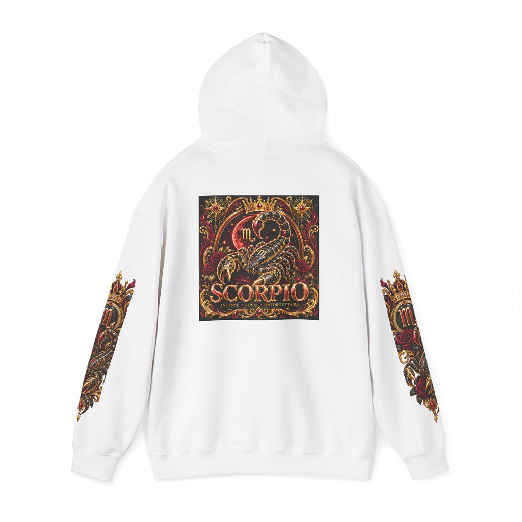 Scorpio Zodiac Hoodie — Ornate Crowned Scorpio Graphic Hooded Sweatshirt