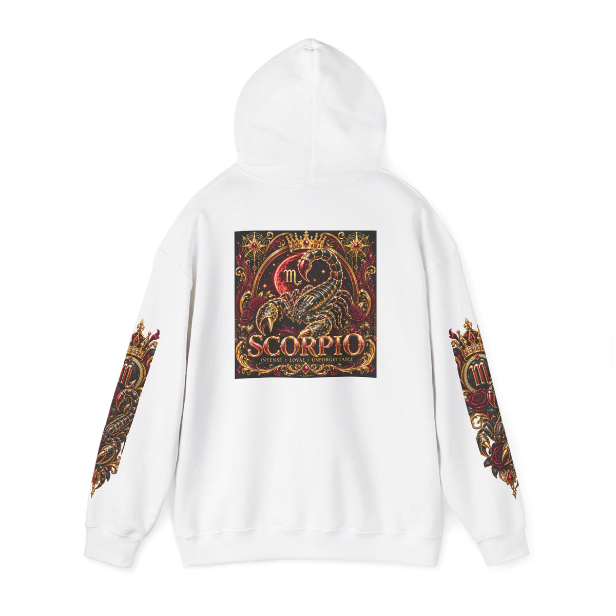 Scorpio Zodiac Hoodie — Ornate Crowned Scorpio Graphic Hooded Sweatshirt