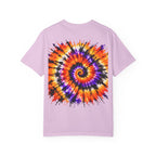 Tie-Dye Spiral T-Shirt — Orange Purple Psychedelic Graphic Tee