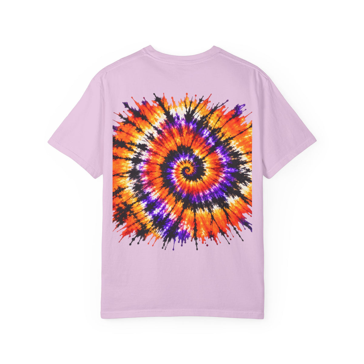 Tie-Dye Spiral T-Shirt — Orange Purple Psychedelic Graphic Tee