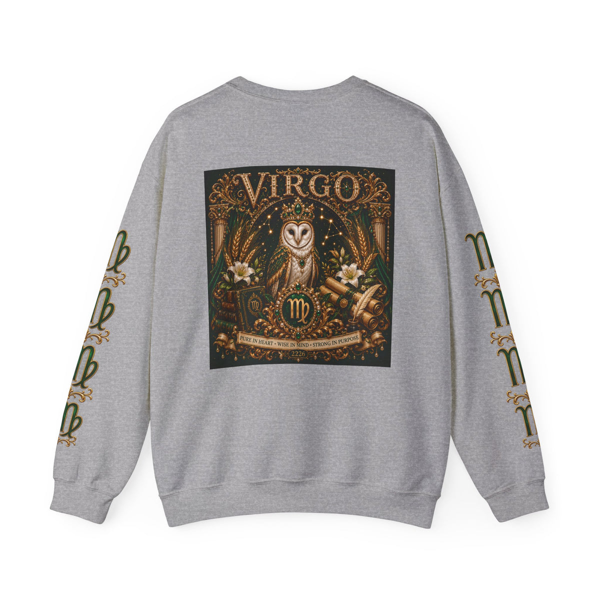 Virgo Zodiac Crewneck Sweatshirt — Owl Virgo Astrology Sweatshirt