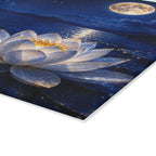 Moonlit Lotus Glass Cutting Board — Serene Nightscape Kitchen & Serving Platter