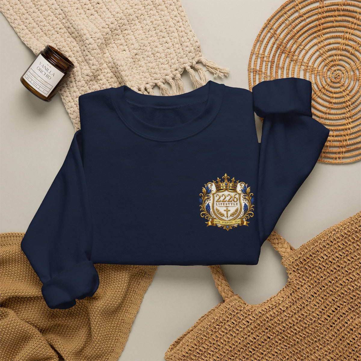 Lion & Cross Crewneck Sweatshirt — 2226 Psalm Christian Faith Pullover