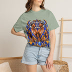 Gemini Zodiac T-Shirt — Bold Blue & Gold Twin Portrait Tee