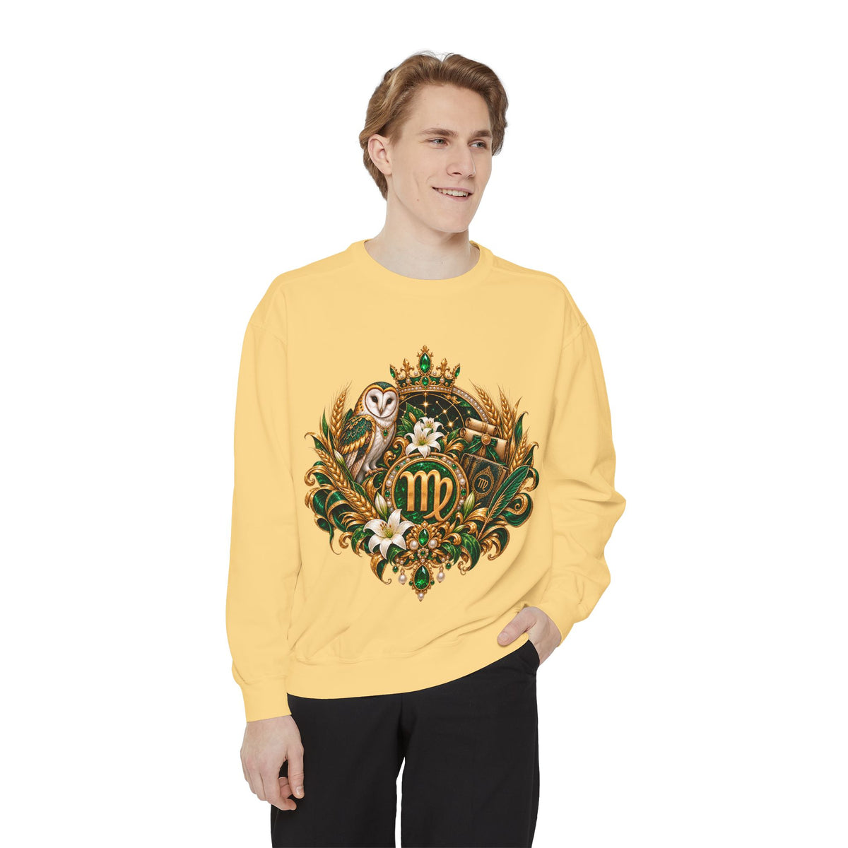 Virgo Sweatshirt — Zodiac Owl Virgo Symbol Crewneck