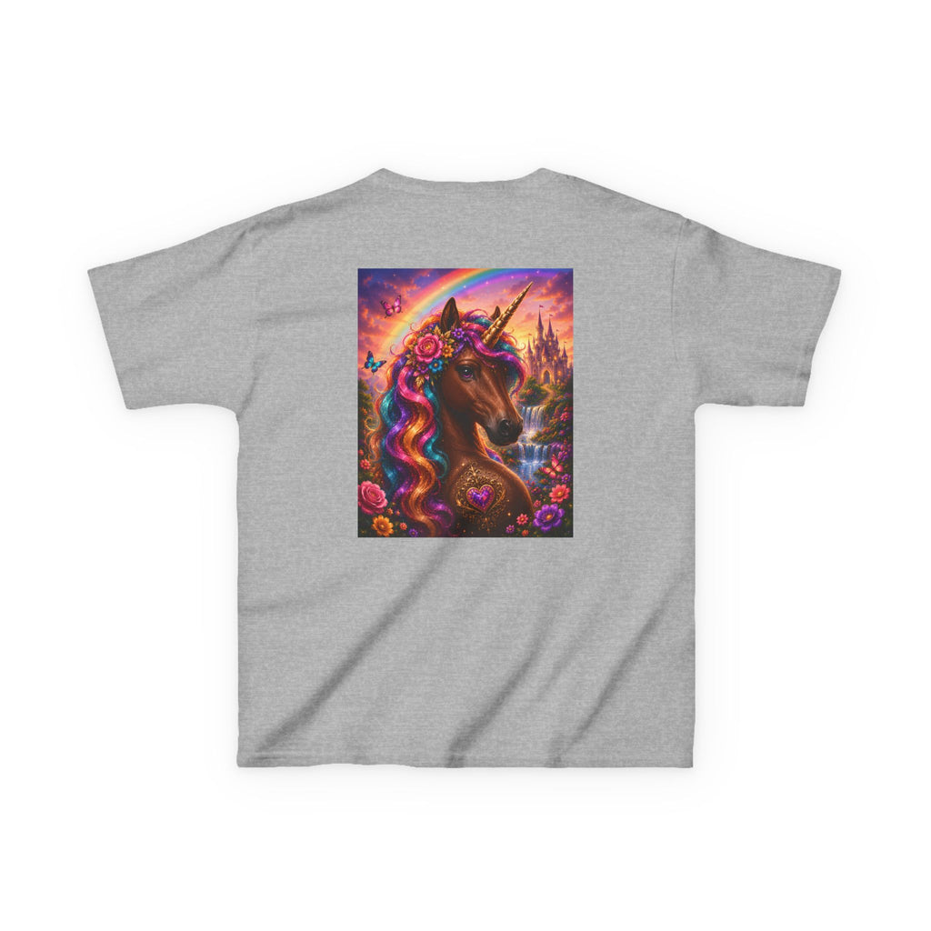 Kids Brown Unicorn Tee — Rainbow Fantasy Magical Horse Shirt