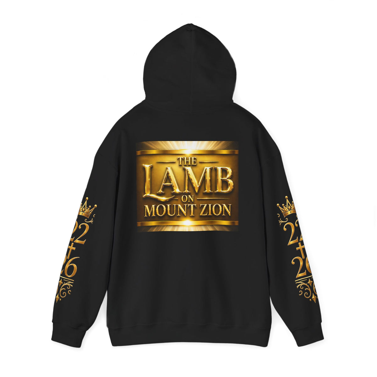 Religious Hoodie - "The Lamb on Mount Zion" Gold Faith Sweatshirt