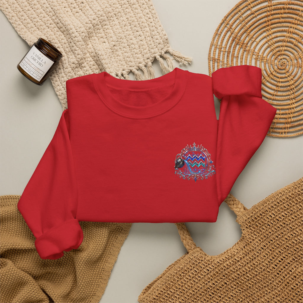 Aquarius Crewneck Sweatshirt — Zodiac Water-Bearer Astrology Pullover