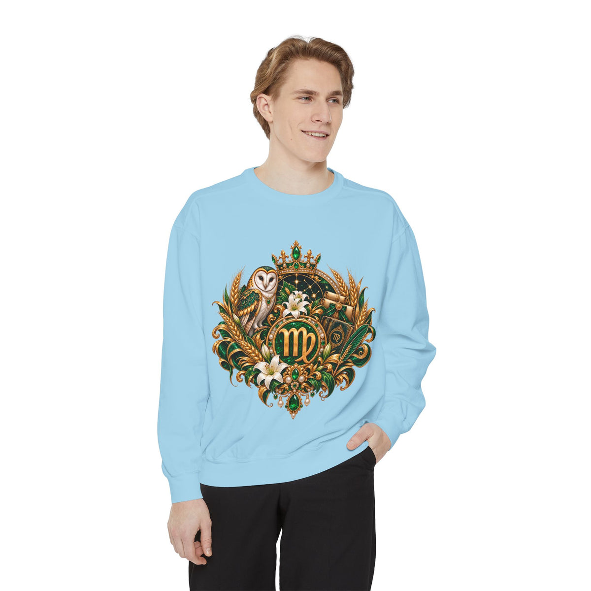 Virgo Sweatshirt — Zodiac Owl Virgo Symbol Crewneck
