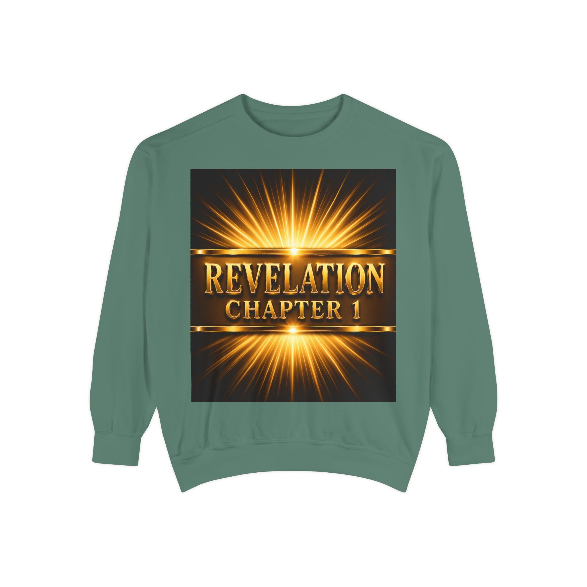 Revelation Chapter 1 Sweatshirt — Golden Christ Return Religious Crewneck