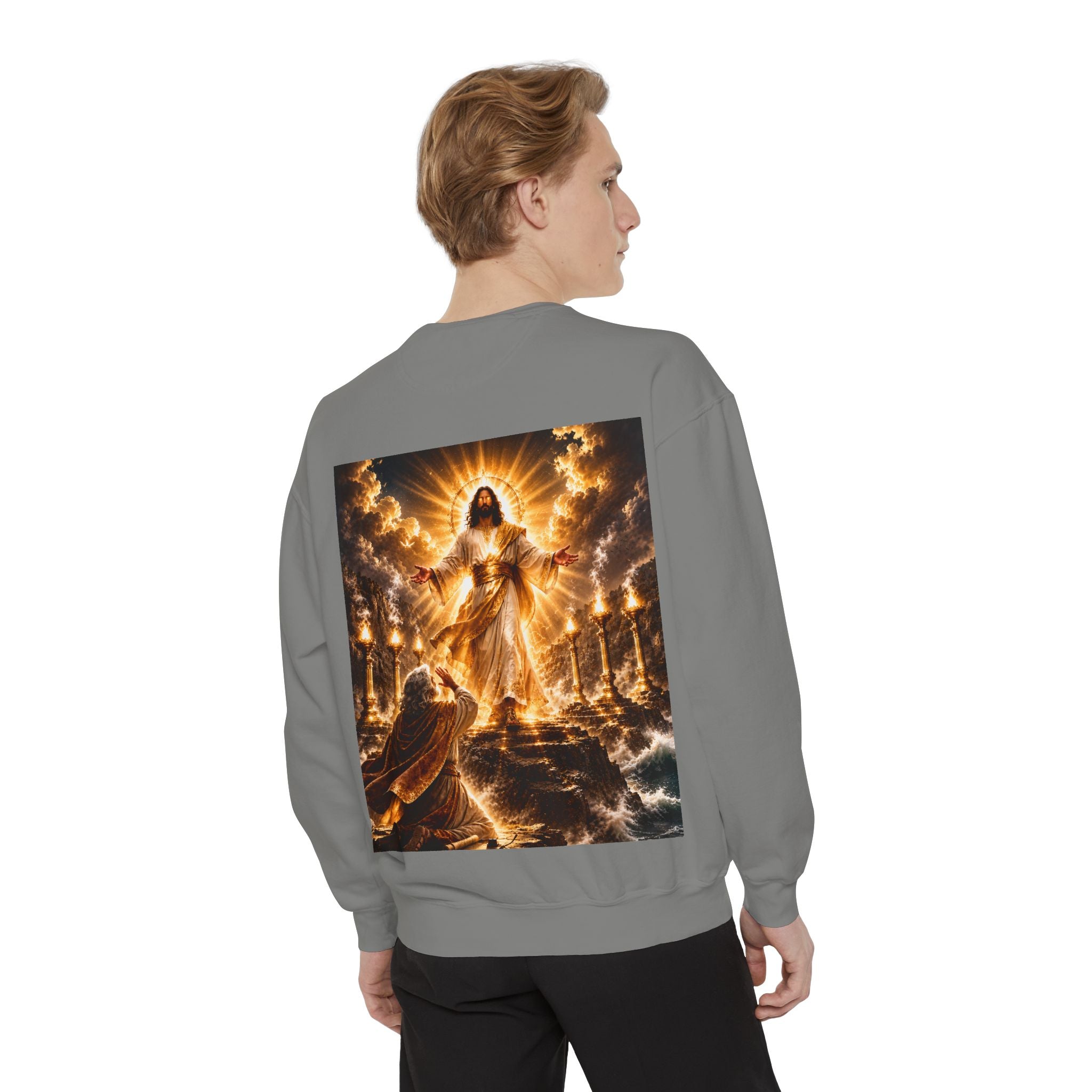 Revelation Chapter 1 Sweatshirt — Golden Christ Return Religious Crewneck