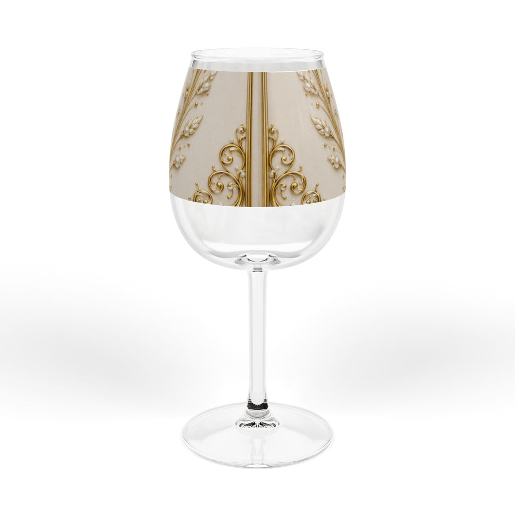 12 oz Gold Baroque Wine Glass – Elegant Pearl & Filigree Stemless Style