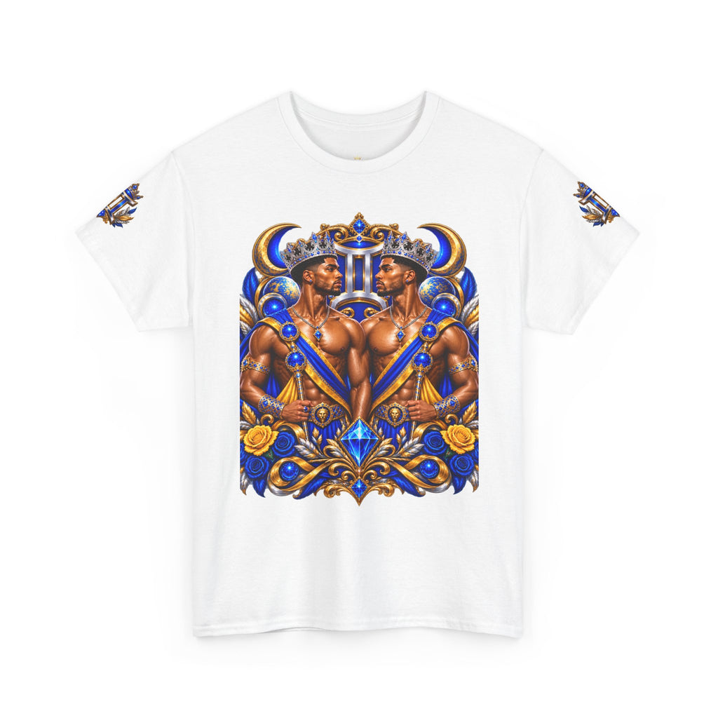 Gemini Zodiac Tee — Bold Royal Twin Astrology T‑Shirt