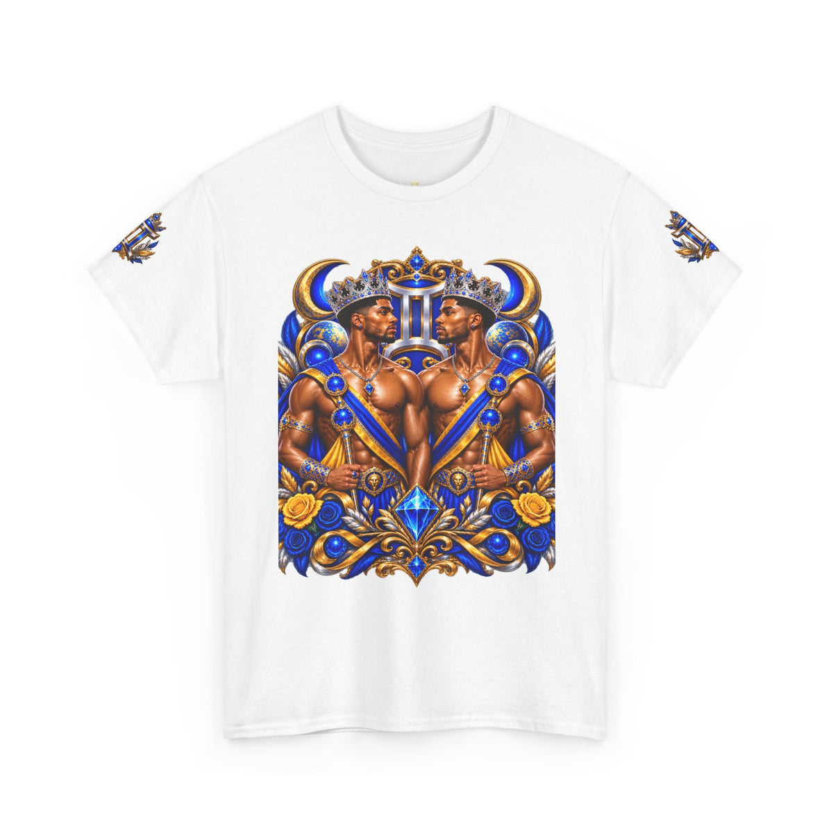 Gemini Zodiac Tee — Bold Royal Twin Astrology T‑Shirt
