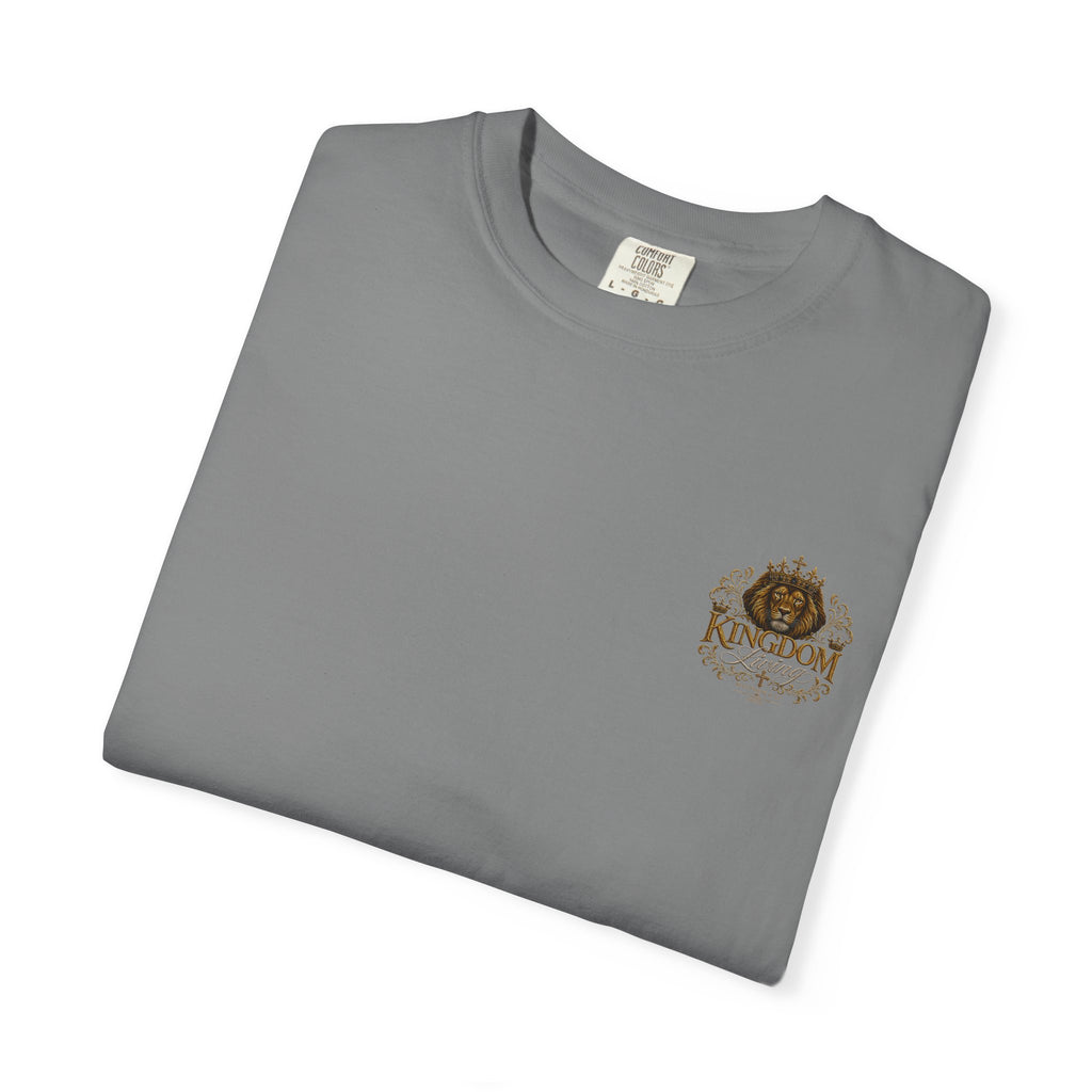 Lion King Graphic T-Shirt — "Built Right Walking the King" Christian Faith Tee