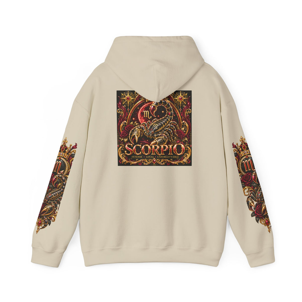 Scorpio Zodiac Hoodie — Ornate Crowned Scorpio Graphic Hooded Sweatshirt