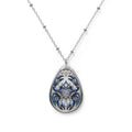 Cancer Zodiac Oval Necklace — Blue Crab Constellation Pendant