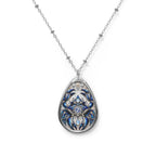 Cancer Zodiac Oval Necklace — Blue Crab Constellation Pendant
