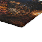 Charcuterie Night Glass Cutting Board — Rustic Candlelit Cheese & Wine Serving Board