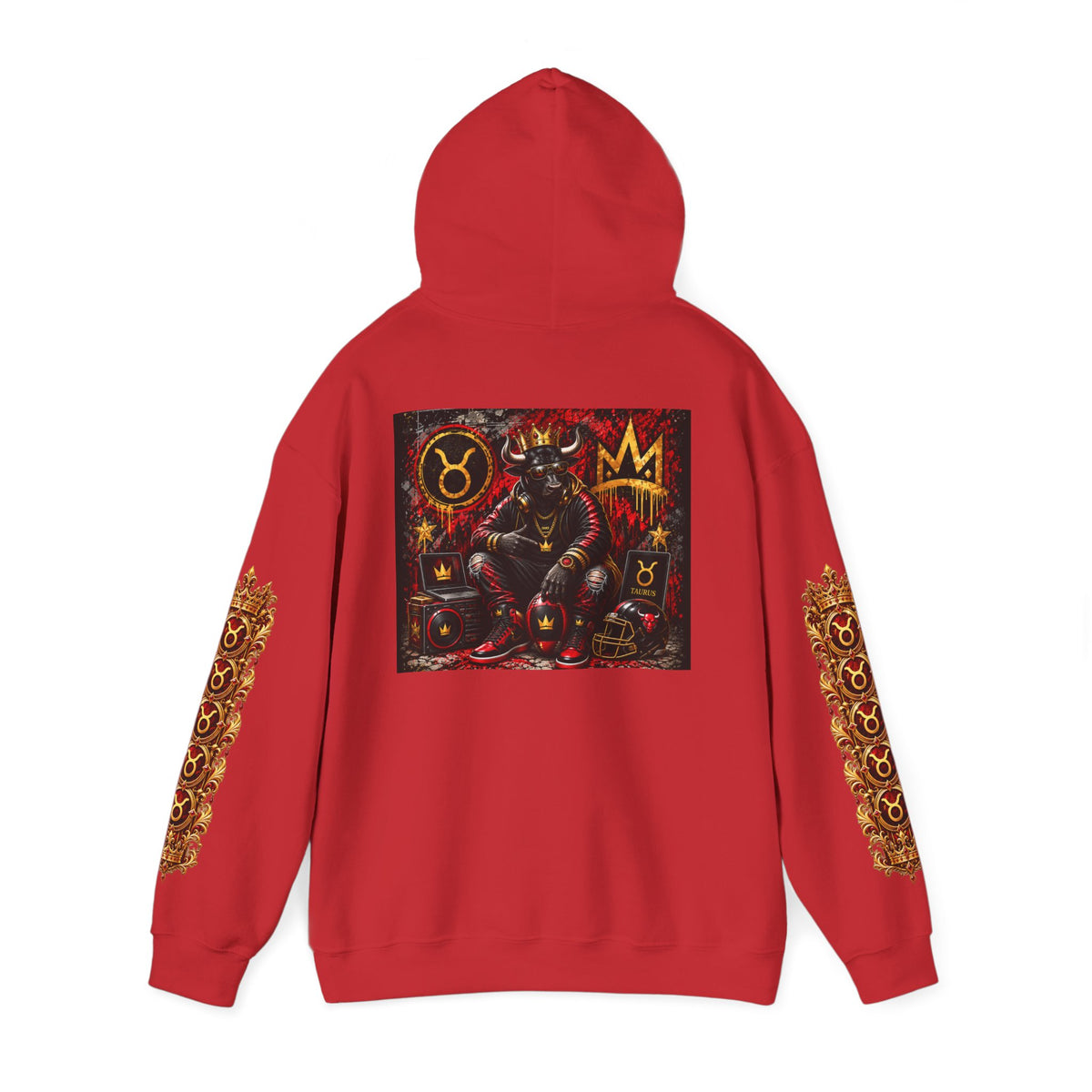 Taurus King Hip-Hop Hoodie — Bold Red Zodiac Graphic Pullover for Astrology Lovers
