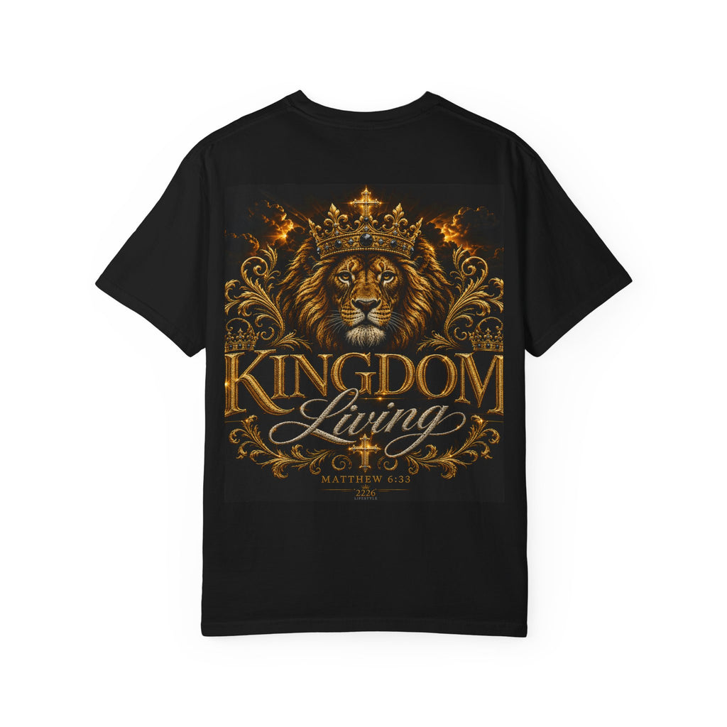 JC & Cross Kingdom Living Lion T-Shirt — Christian Faith Crown Graphic Tee