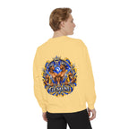 Gemini Zodiac Sweatshirt — Royal Blue & Gold Twin Symbol Crewneck
