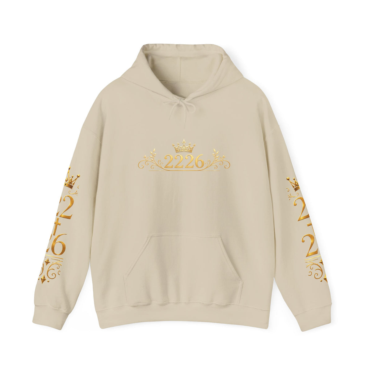 2226 Crown Crest Hoodie — Gold Heraldic Emblem Pullover