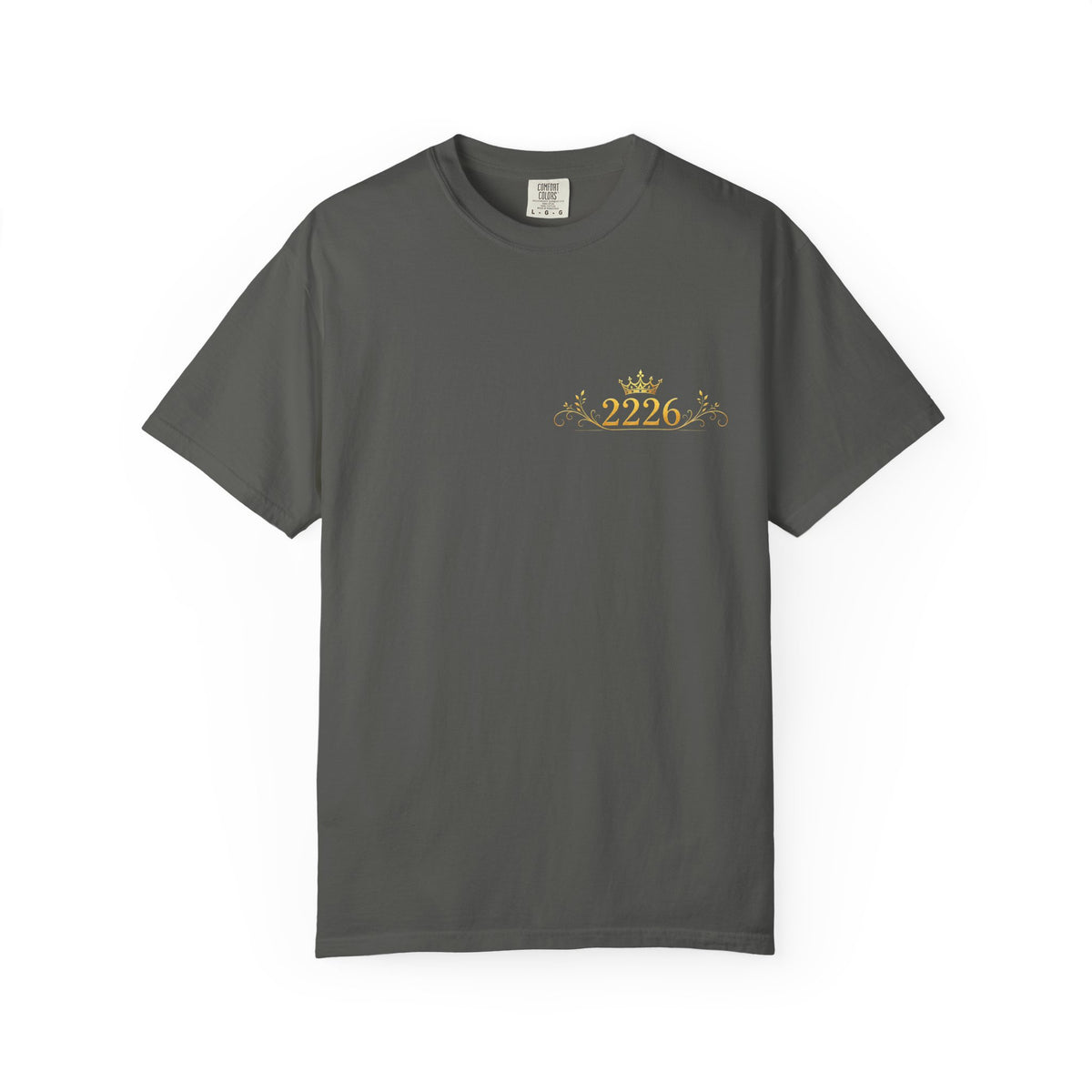 2226 Minimalist Chest Logo Tee — Subtle Gold Graphic T-Shirt