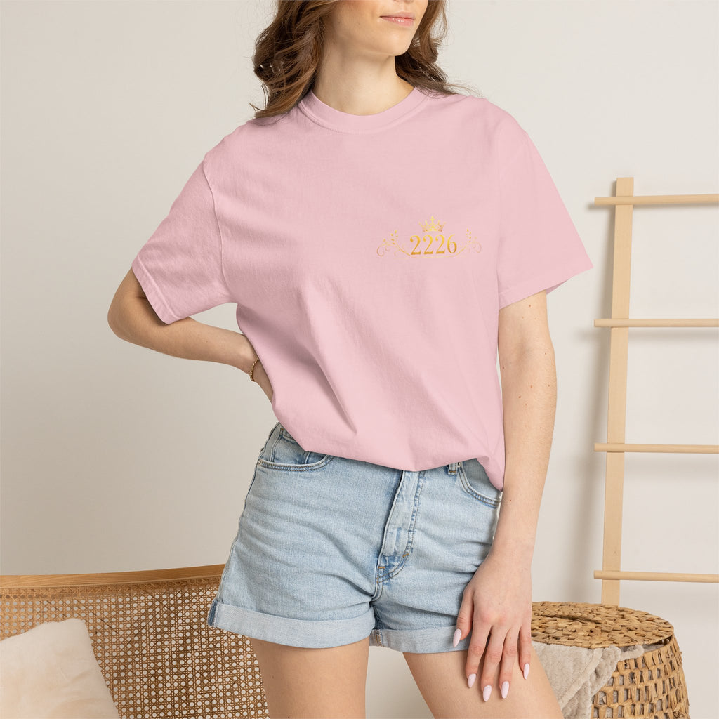 2226 Minimalist Chest Logo Tee — Subtle Gold Graphic T-Shirt