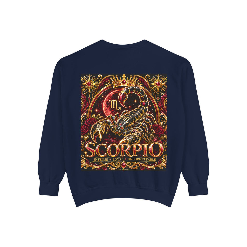 Scorpio Zodiac Sweatshirt — Regal Gold Scorpion Astrological Crewneck