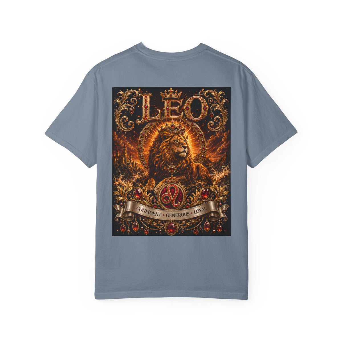 Leo Zodiac Lion T-Shirt — Regal Crowned Lion Astrology Tee