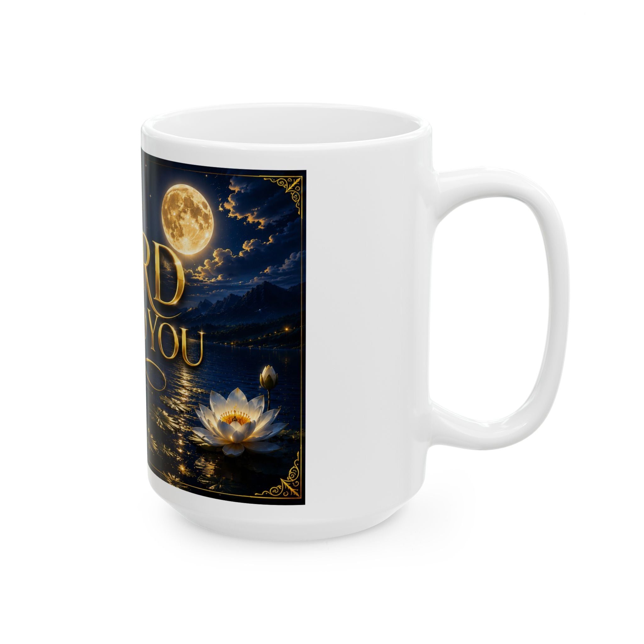 Religious Ceramic Mug – "Lord I Need You" Gold Script 11oz/15oz