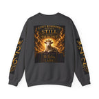 Religious Halloween Crewneck Sweatshirt — "Spooktacular" & "Still on the Throne" Graphic