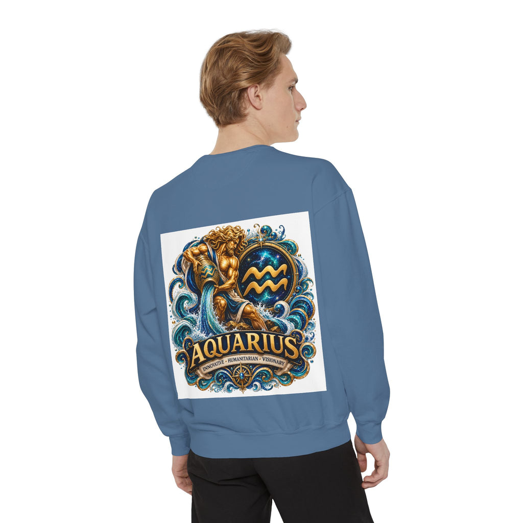 Aquarius Zodiac Sweatshirt — Water Bearer Astrology Graphic Crewneck