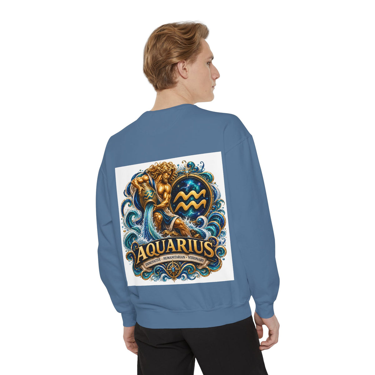 Aquarius Zodiac Sweatshirt — Water Bearer Astrology Graphic Crewneck