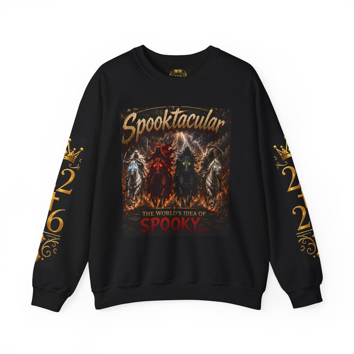 Religious Halloween Crewneck Sweatshirt — "Spooktacular" & "Still on the Throne" Graphic