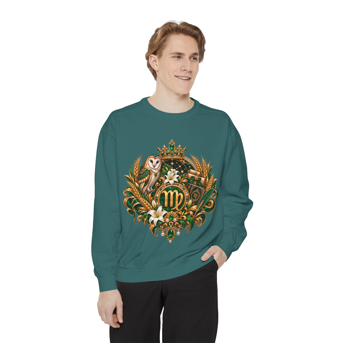Virgo Sweatshirt — Zodiac Owl Virgo Symbol Crewneck