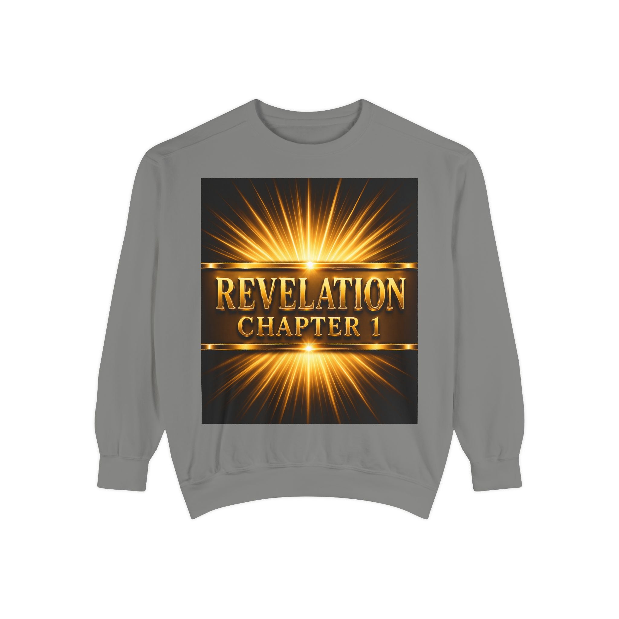 Revelation Chapter 1 Sweatshirt — Golden Christ Return Religious Crewneck