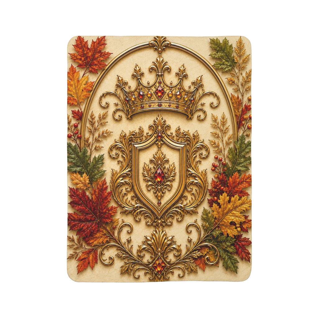 Autumn Regal Crest Fleece Sherpa Blanket
