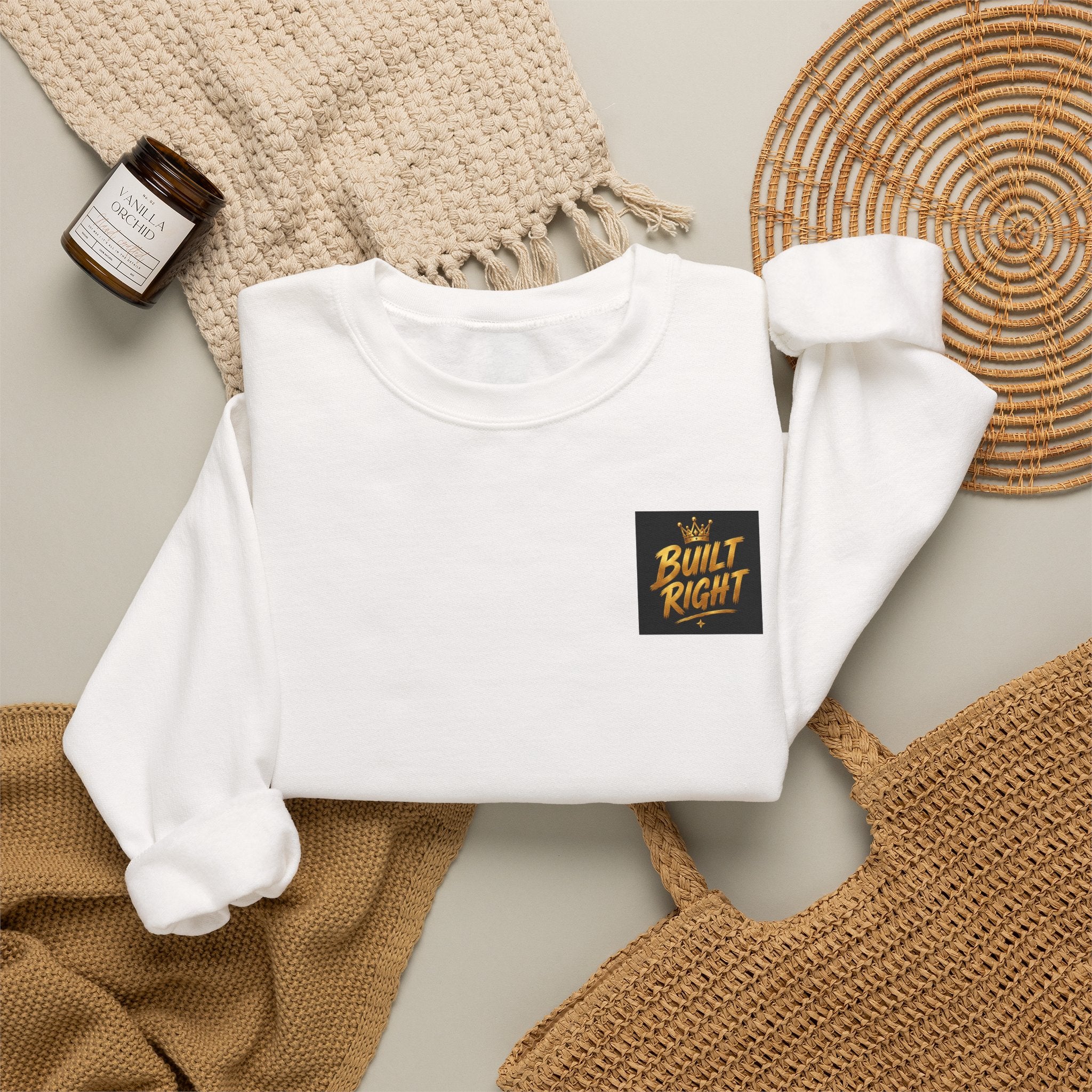 Built Right Crewneck Sweatshirt — "Built Right: Beautiful, Brave, Brilliant" Graphic