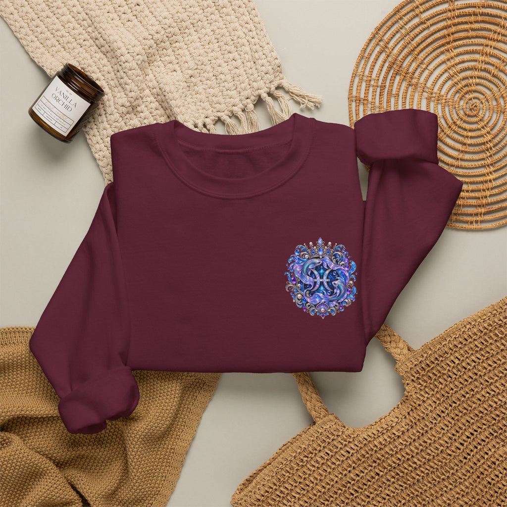 Pisces Mermaid Crewneck Sweatshirt — Zodiac Astrology Graphic Sweater