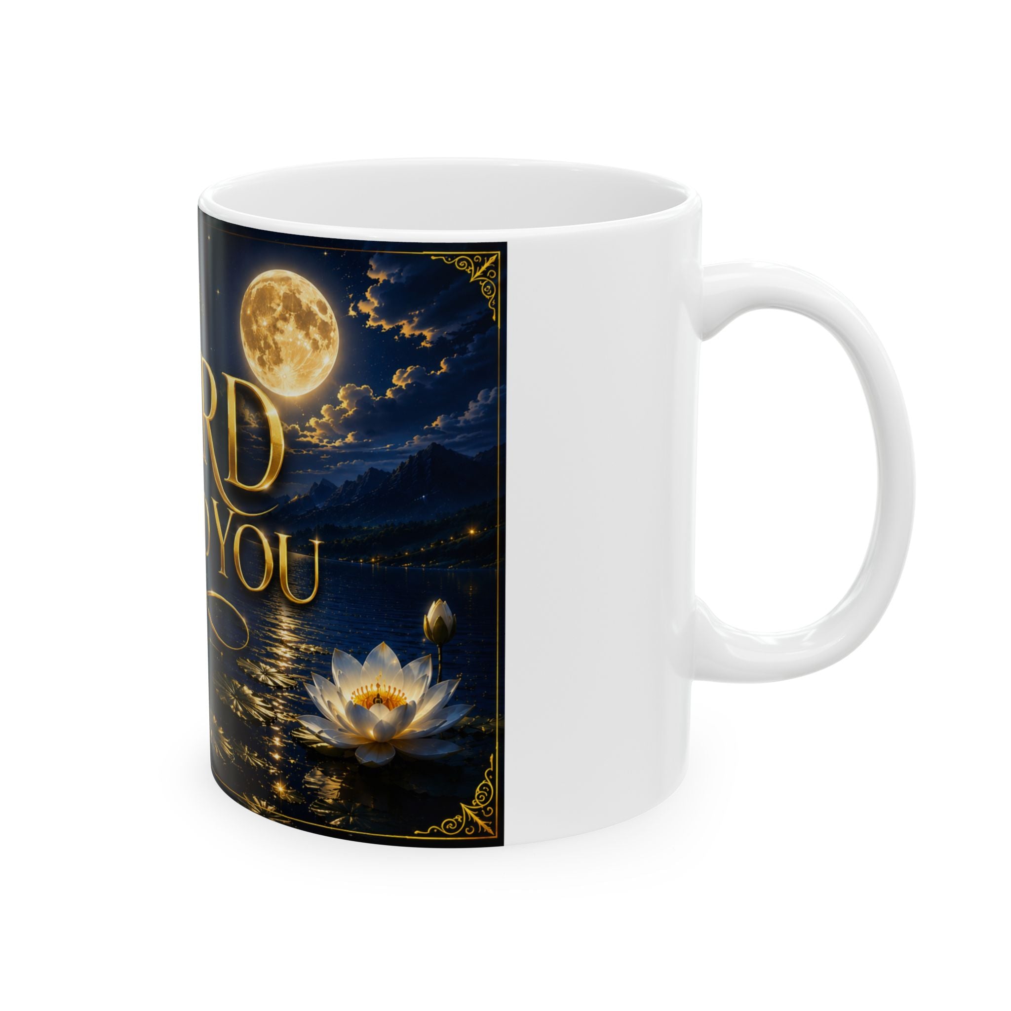 Religious Ceramic Mug – "Lord I Need You" Gold Script 11oz/15oz