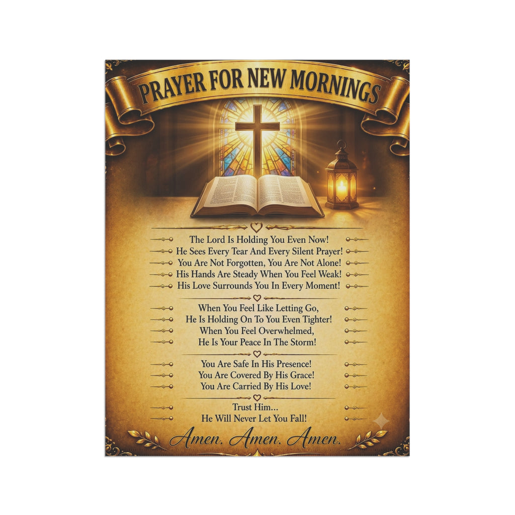 Garden Flag — "Prayer For New Mornings" Inspirational Garden Banner with Cross & Psalm Text