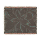 Woven Blanket — Abstract Floral Swirl Throw in Warm Rust & Teal