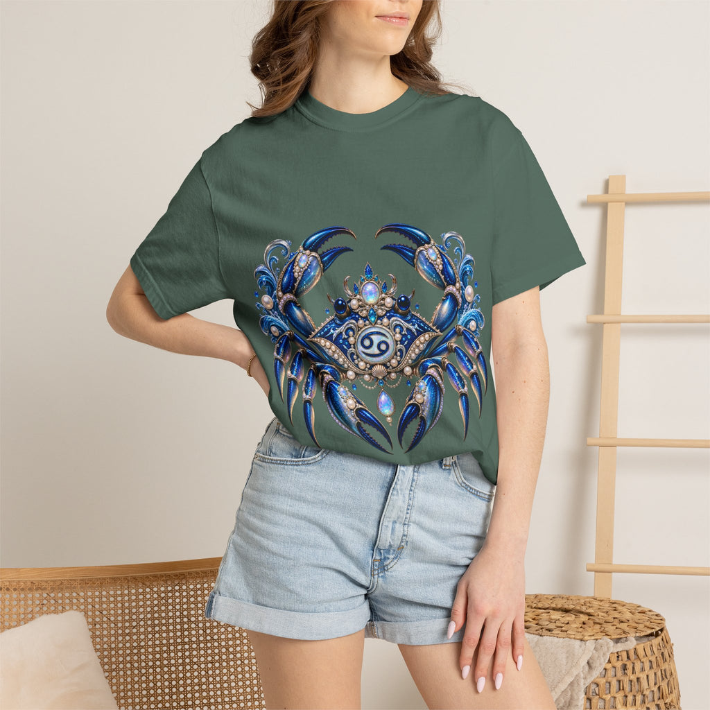 Cancer Zodiac T-Shirt — Blue Crab Astrology Tee (Intuitive, Loyal, Nurturing)