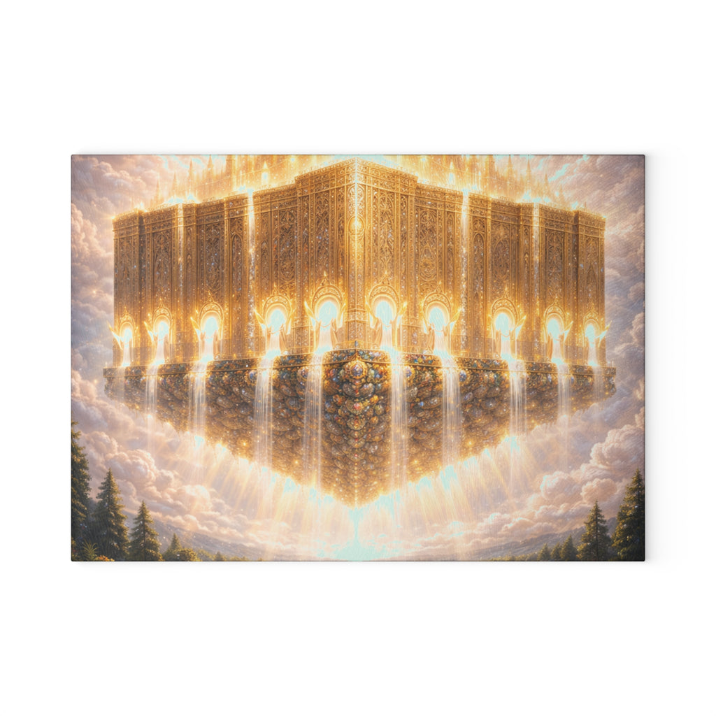 Radiant Floating Temple Glass Cutting Board — Ethereal Kitchen Art