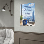 Motivational City View Poster – "Your hard work today is building the life you dream about"