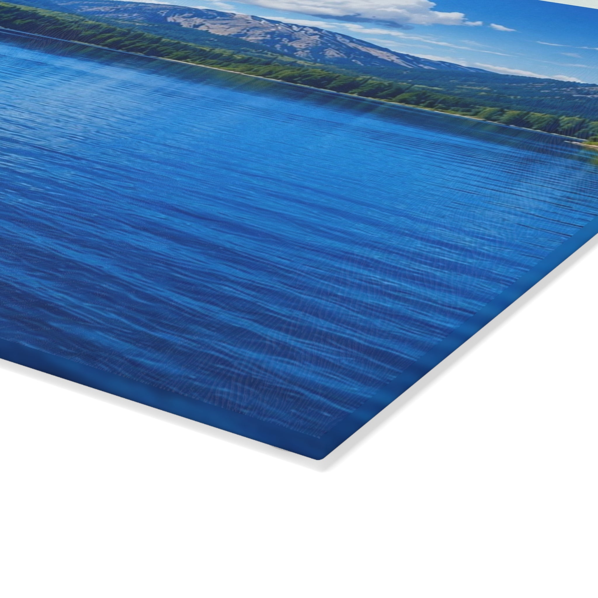 Scenic Mountain Lake Glass Cutting Board – Blue Nature Kitchen Décor